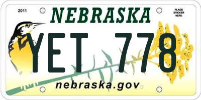NE license plate YET778