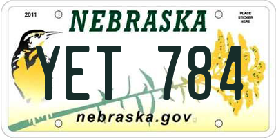 NE license plate YET784