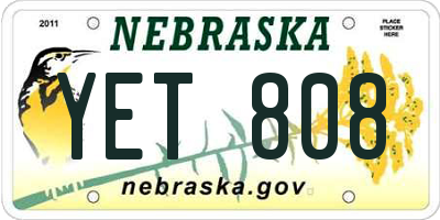NE license plate YET808