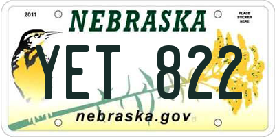 NE license plate YET822