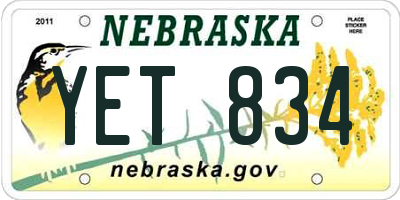 NE license plate YET834