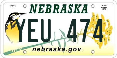 NE license plate YEU474