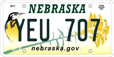 NE license plate YEU707