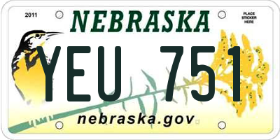 NE license plate YEU751