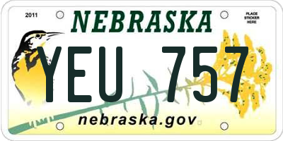 NE license plate YEU757