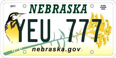 NE license plate YEU777
