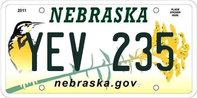 NE license plate YEV235