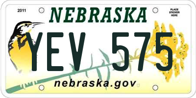 NE license plate YEV575