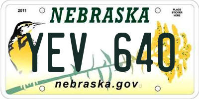 NE license plate YEV640