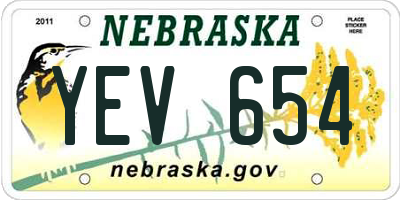 NE license plate YEV654