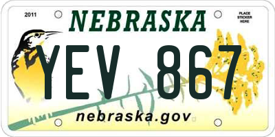 NE license plate YEV867