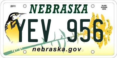NE license plate YEV956