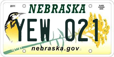 NE license plate YEW021