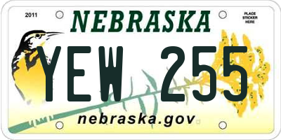 NE license plate YEW255