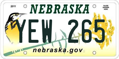 NE license plate YEW265