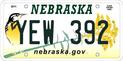 NE license plate YEW392