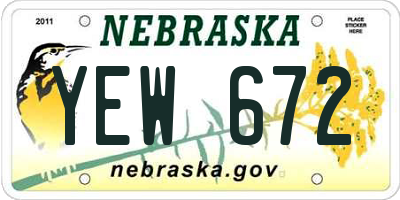NE license plate YEW672