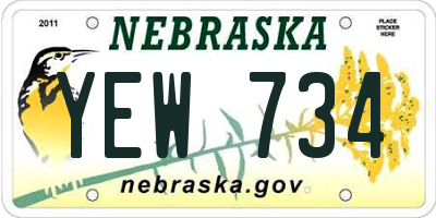 NE license plate YEW734