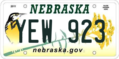 NE license plate YEW923