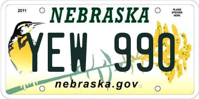 NE license plate YEW990