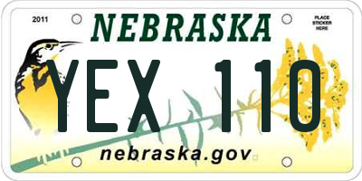 NE license plate YEX110