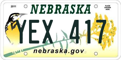 NE license plate YEX417
