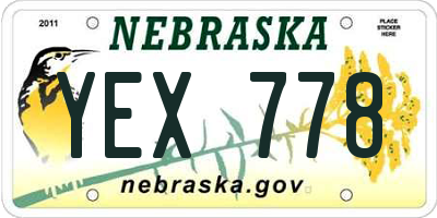 NE license plate YEX778
