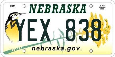 NE license plate YEX838