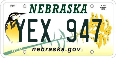 NE license plate YEX947