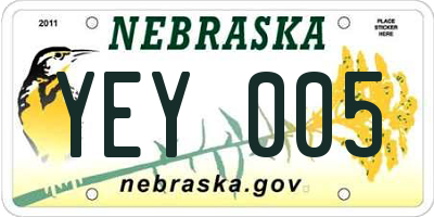 NE license plate YEY005