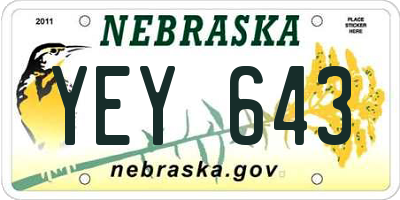 NE license plate YEY643