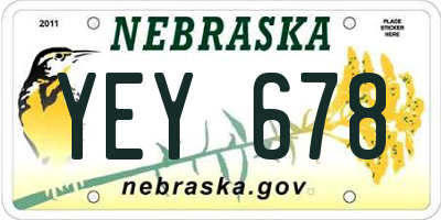 NE license plate YEY678