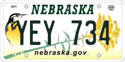 NE license plate YEY734
