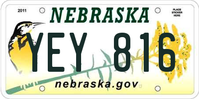 NE license plate YEY816