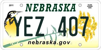 NE license plate YEZ407