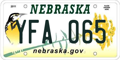 NE license plate YFA065