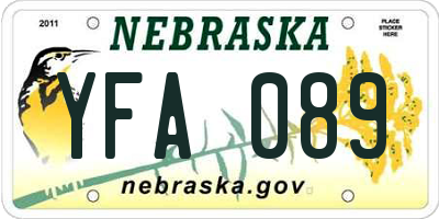 NE license plate YFA089