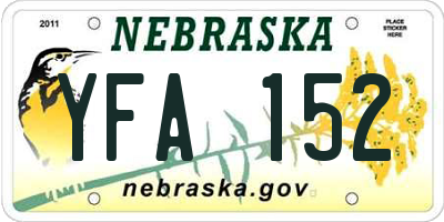 NE license plate YFA152