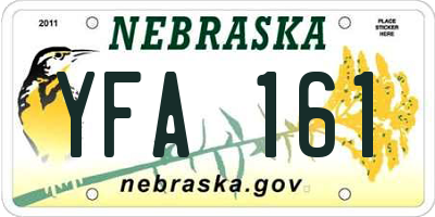 NE license plate YFA161