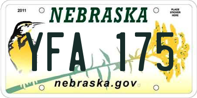NE license plate YFA175