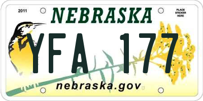 NE license plate YFA177