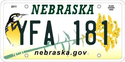 NE license plate YFA181