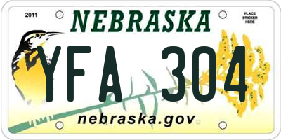 NE license plate YFA304