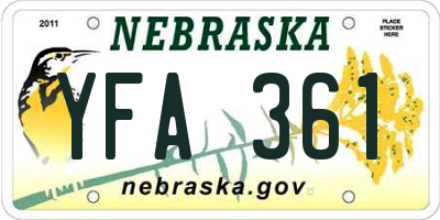 NE license plate YFA361