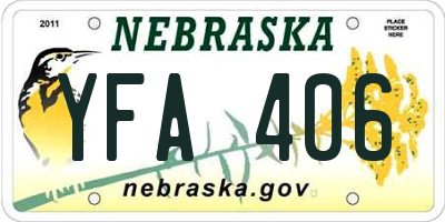 NE license plate YFA406
