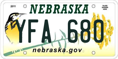 NE license plate YFA680