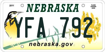 NE license plate YFA792