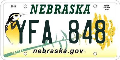 NE license plate YFA848