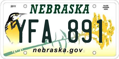 NE license plate YFA891