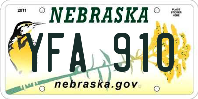 NE license plate YFA910